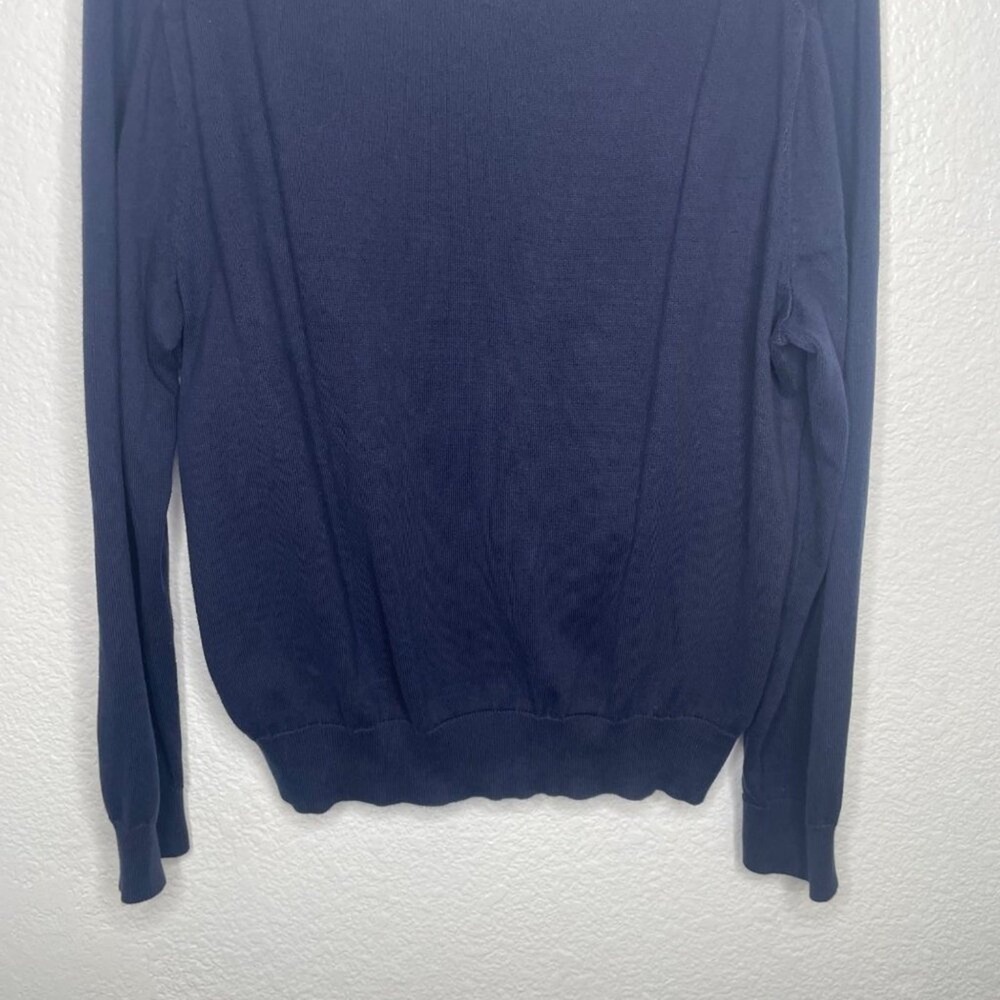 Polo Ralph Lauren Mens Sweater Size L Navy Blue Embroidered Logo V-Neck Pullover - Picture 11 of 12